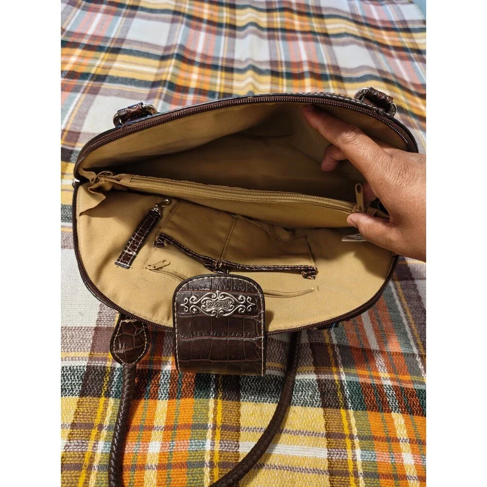 Rosetti Paisley Tapestry Shoulder Bag With Embossed Trim And Braided Straps. EUC
